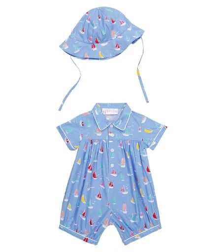 商品Rachel Riley|Baby印花棉质连体衣和帽子套装,价格¥482,第1张图片