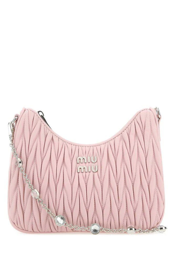 商品Miu Miu|Miu Miu Matelassé Logo Plaque Shoulder Bag,价格¥8349,第1张图片