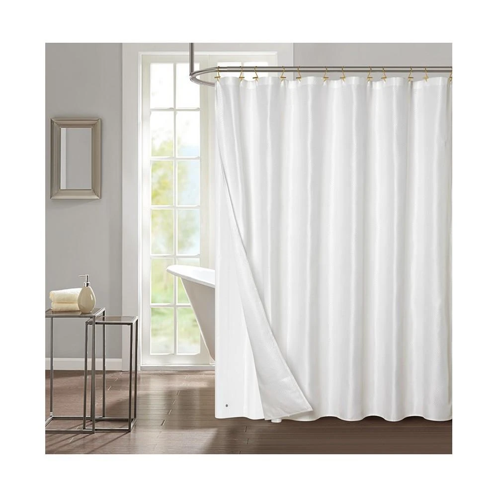 商品Style Nest|Blue Waffle Color Block Texture 14 Pc Shower Curtain Set,价格¥371,第1张图片