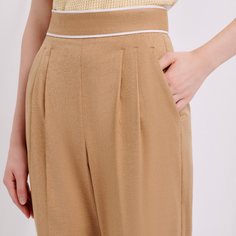Skylar浅驼撞色高腰裤 | Skylar Pants - Camel商品第4张图片规格展示