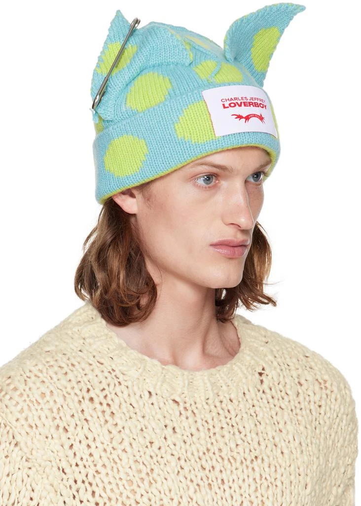 商品Charles Jeffrey Loverboy|SSENSE Exclusive Blue & Green Punk Ears Beanie,价格¥896,第2张图片详细描述