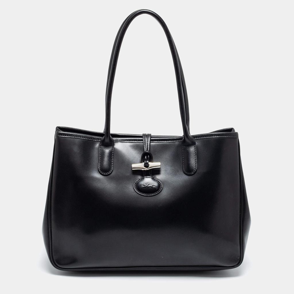 Longchamp Black Leather Roseau Tote商品第1张图片规格展示