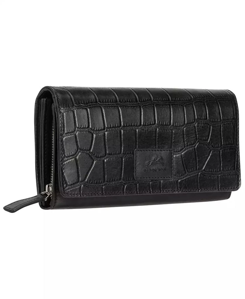 商品Mancini Leather Goods|Women's Croco Collection RFID Secure Clutch Wallet,价格¥393,第2张图片详细描述