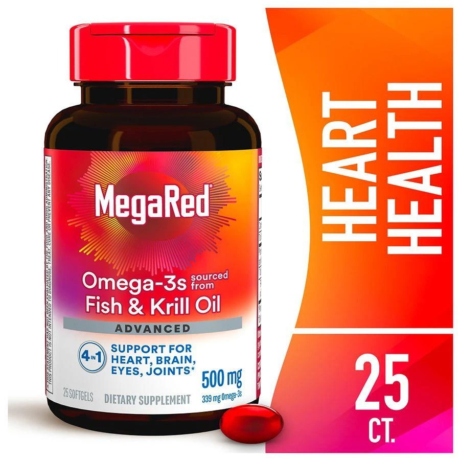 商品MegaRed|Advanced 4 in 1 500 mg Concentrated Omega-3 Fish & Krill Oil Supplement,价格¥189,第3张图片详细描述