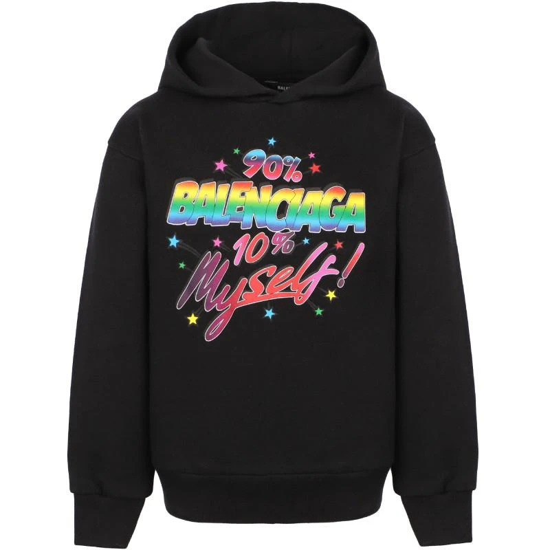 商品Balenciaga|90 balenciaga 10 my self logo hoodie in black,价格¥2091,第1张图片