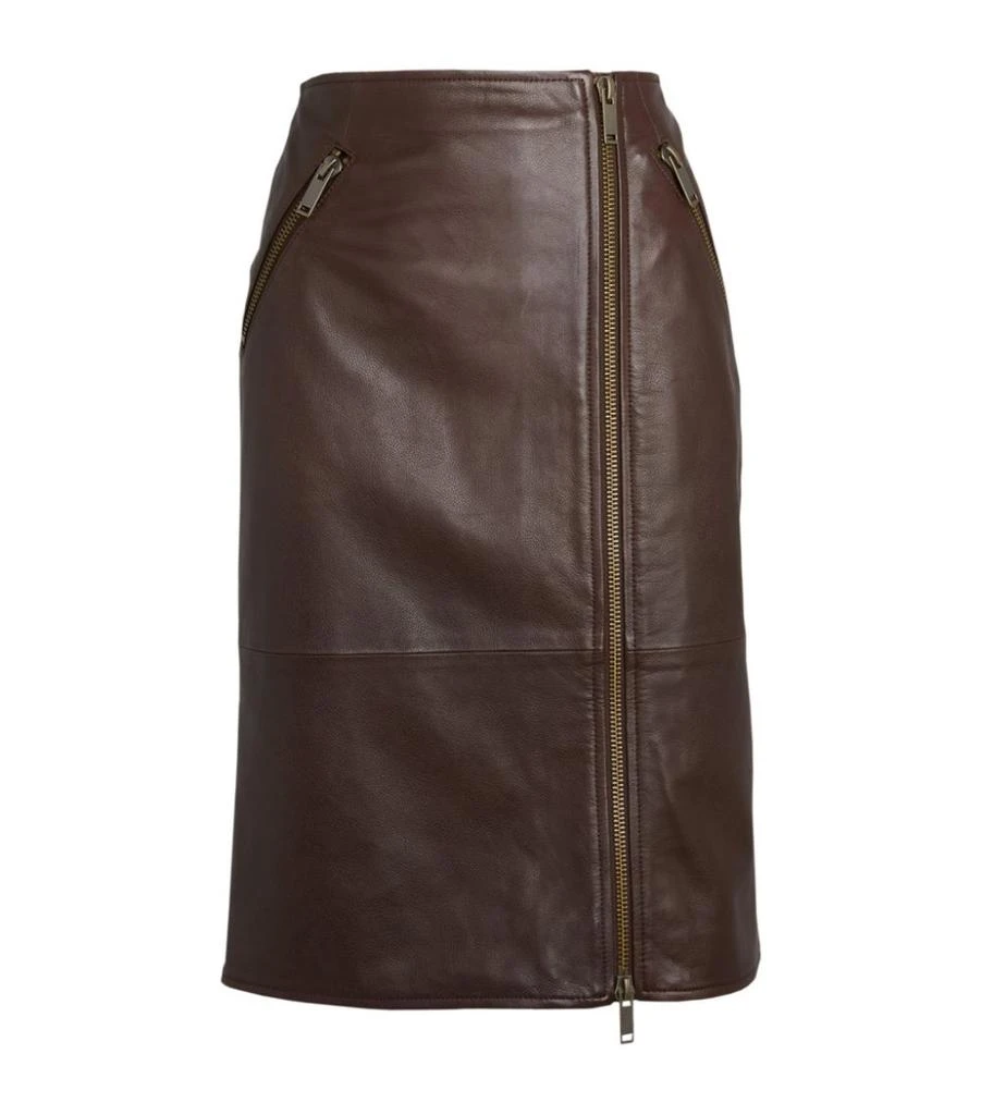 商品Weekend Max Mara|Leather Asymmetric Zip Skirt,价格¥3728,第1张图片