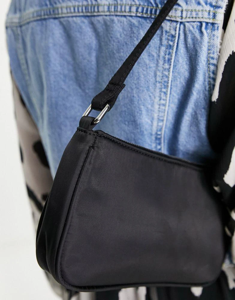 商品ASOS|ASOS DESIGN slim 90s shoulder bag in black nylon,价格¥63,第4张图片详细描述