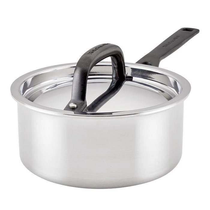 商品KitchenAid|5 Ply Stainless Steel 1.5 Qt Saucepan and Lid,价格¥541,第1张图片详细描述