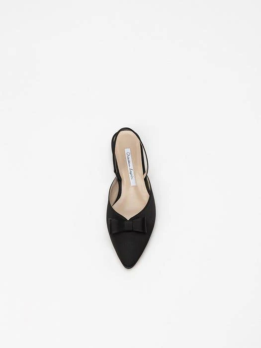 商品CHAUSSURE LAPIN|Remi Ribbon Flat Slingbacks in Black Silk,价格¥1622,第5张图片详细描述