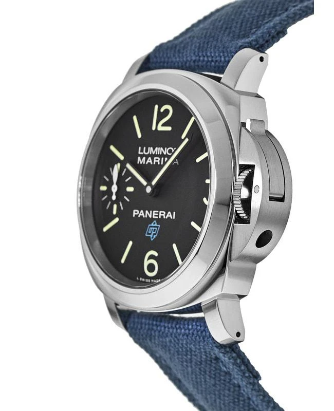 商品Panerai|Panerai Luminor Marina Logo Acciaio 44mm Black Dial Blue Canvas Men&apos;s Watch PAM00777,价格¥39759,第3张图片详细描述