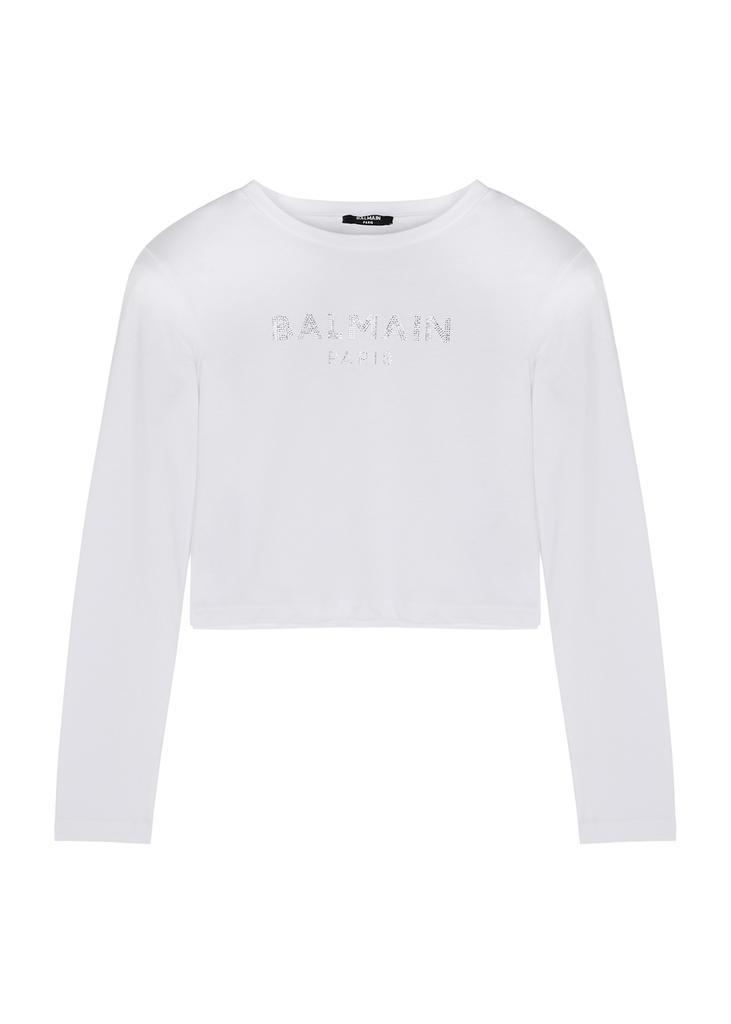 商品Balmain|KIDS White logo cotton top (12-14 years),价格¥816,第1张图片