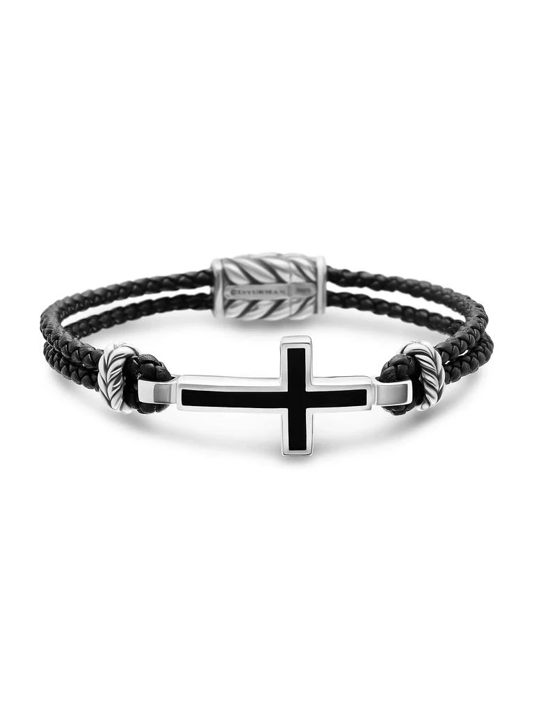 商品David Yurman|Exotic Stone Cross Bracelet in Black Leather,价格¥3704,第3张图片详细描述