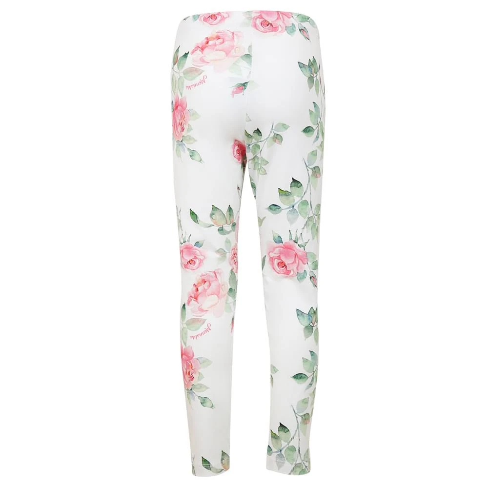 商品MONNALISA|White & Pink Rose Print Leggings,价格¥172,第3张图片详细描述