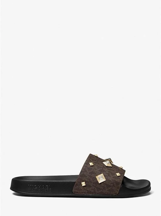 商品Michael Kors|Gilmore Studded Logo Slide Sandal,价格¥220,第2张图片详细描述