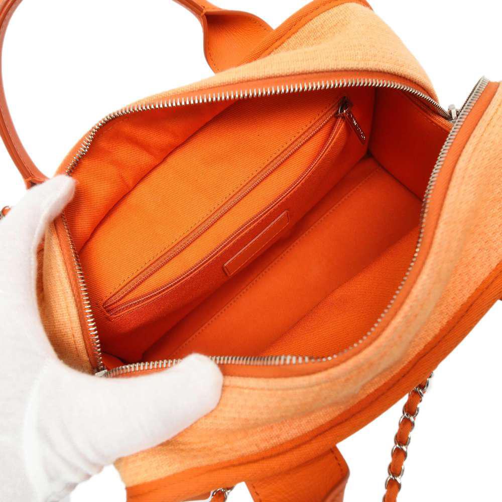 Chanel Orange Canvas Deauville Bowling Bag商品第5张图片规格展示