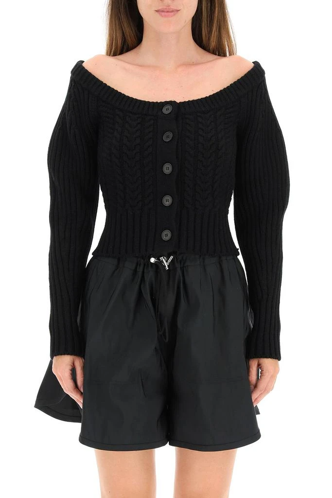 商品Alexander McQueen|Alexander McQueen Off Shoulder Cropped Cardigan,价格¥3367,第2张图片详细描述