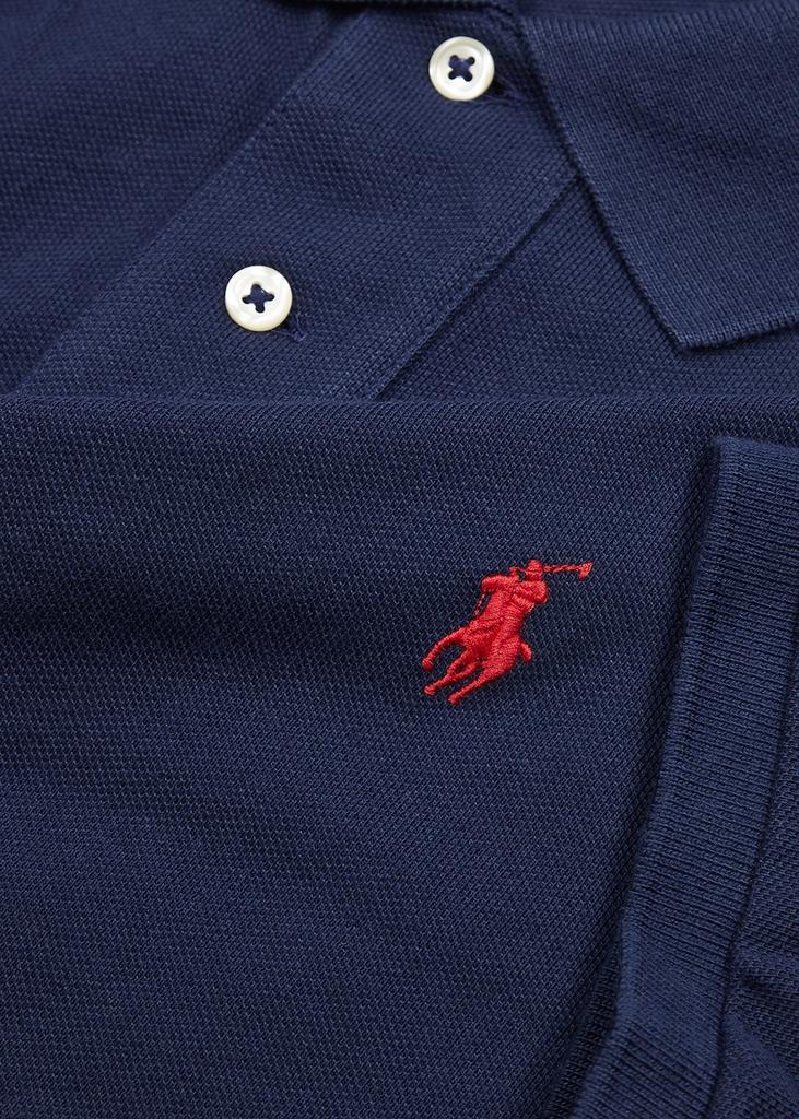 Navy custom slim piqué cotton polo shirt商品第5张图片规格展示