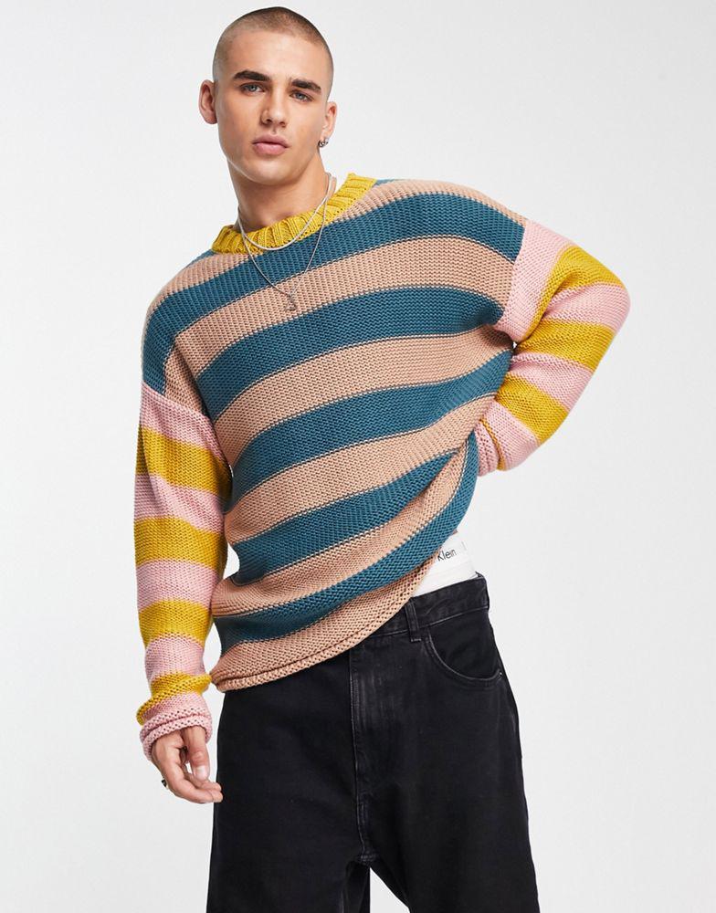 ASOS DESIGN oversized knitted jumper in stripe商品第4张图片规格展示