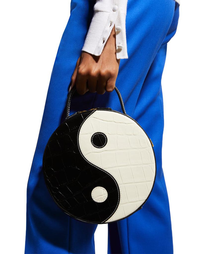 Yin Yang Round Moc-Croc Crossbody Bag商品第5张图片规格展示