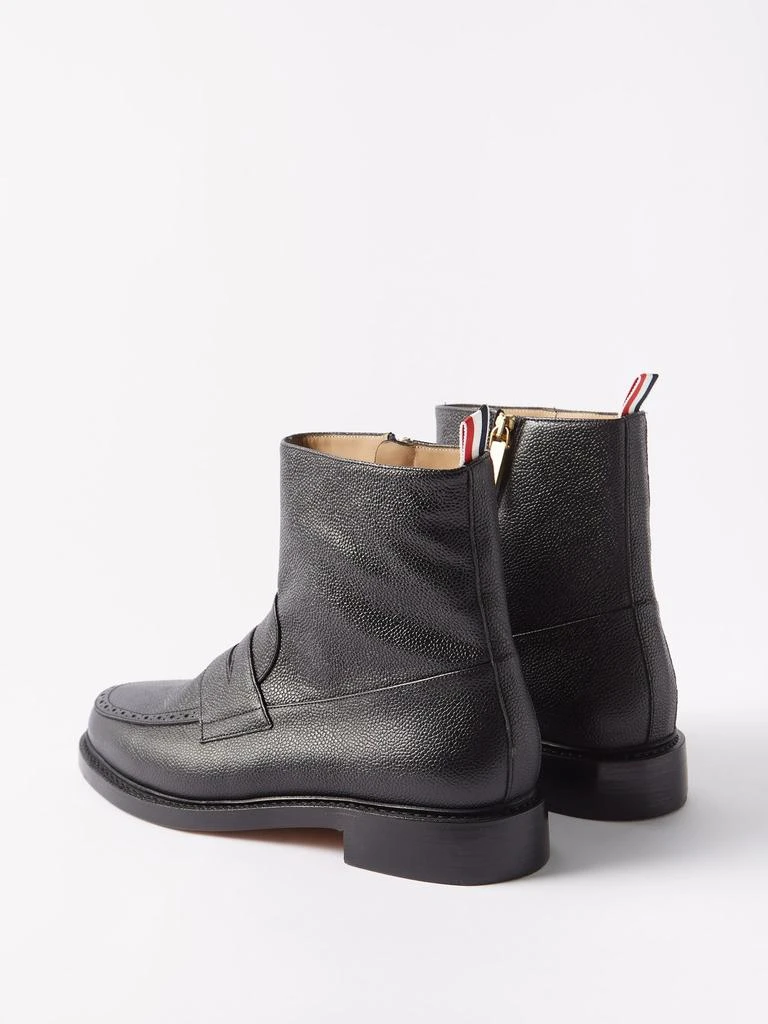 Leather tricolour-trim penny loafer ankle boots 商品