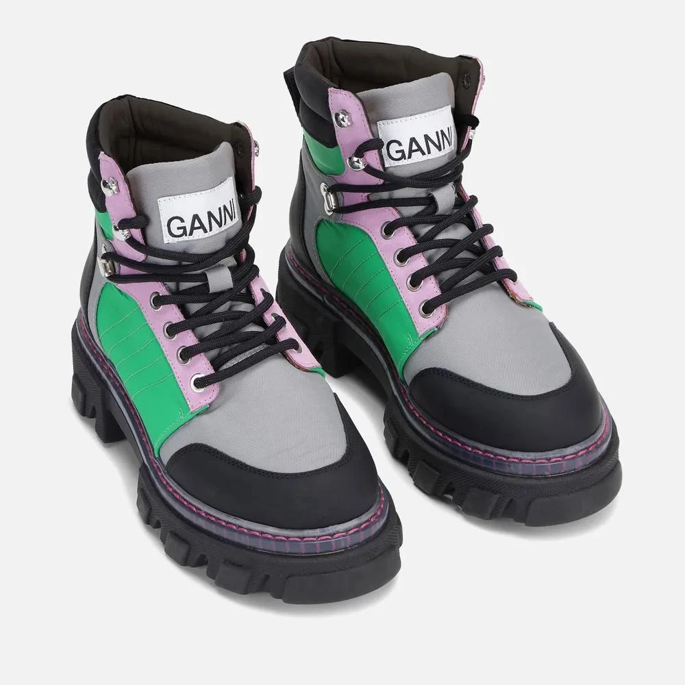 商品Ganni|Ganni Leather, Canvas and Twill Hiking-Style Boots,价格¥1326,第2张图片详细描述