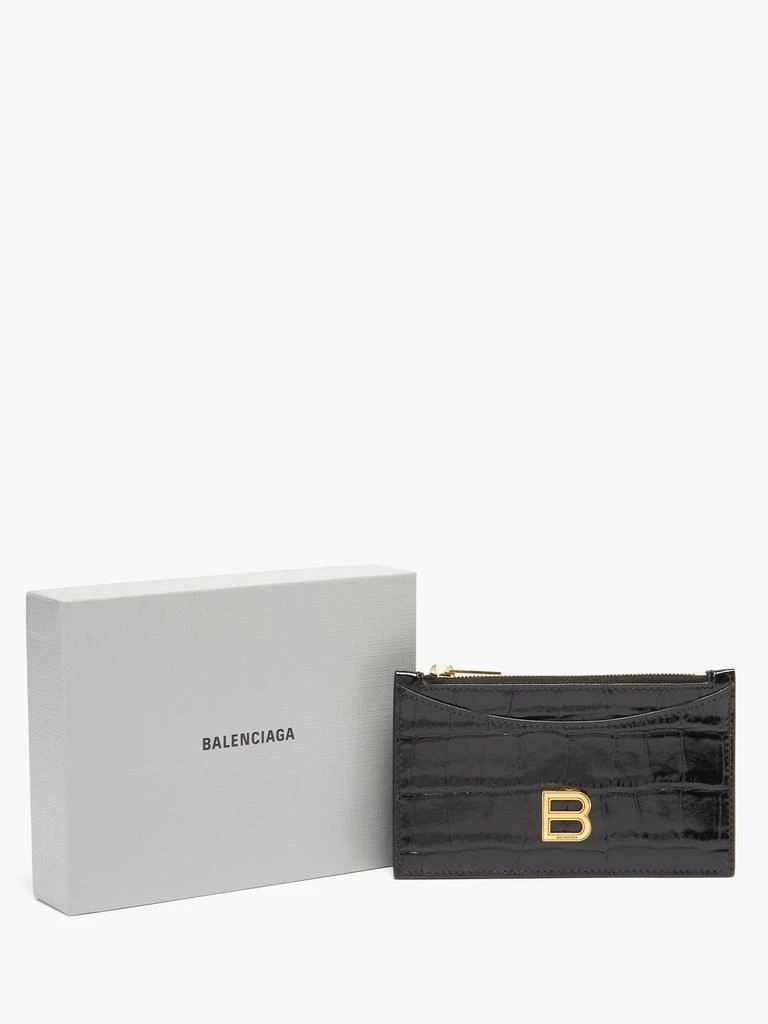 商品Balenciaga|Hourglass zipped croc-effect leather cardholder,价格¥2548,第5张图片详细描述
