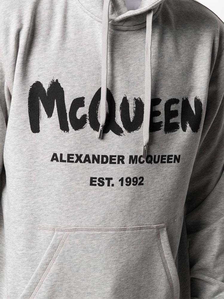 商品Alexander McQueen|灰色抽绳印花连帽卫衣【香港仓极速发货】,价格¥4330,第8张图片详细描述