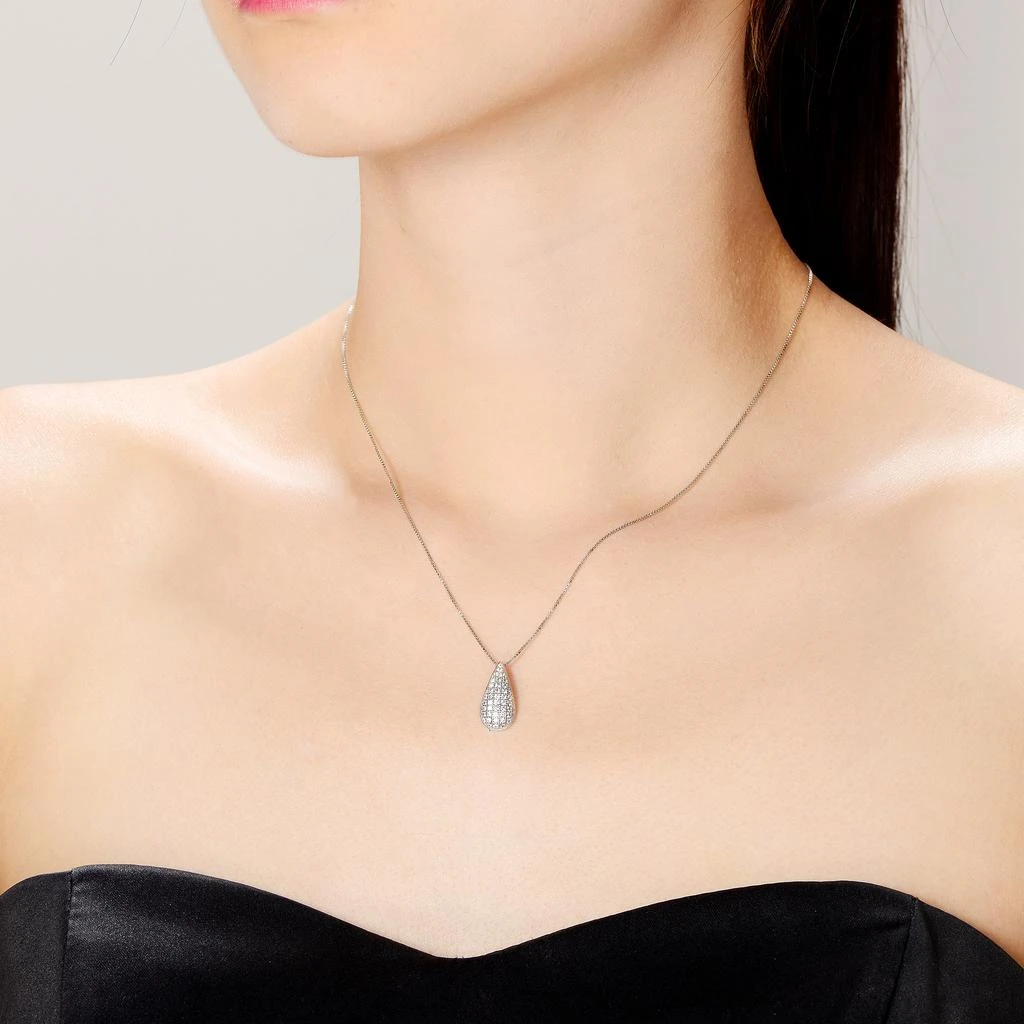 商品Genevive|Sterling Silver Small White Cubic Zirconia Teardrop Pendant,价格¥356,第3张图片详细描述
