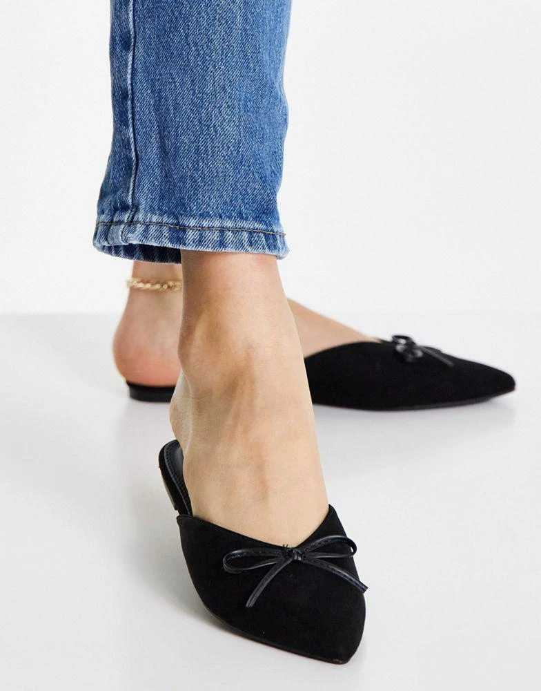 商品ASOS|ASOS DESIGN Lewi pointed flat mules in black,价格¥82,第1张图片