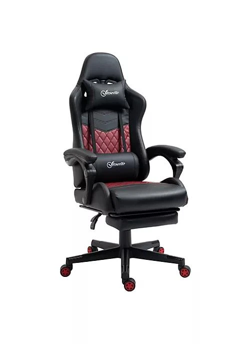 商品Vinsetto|Racing Gaming Chair Diamond Pu Leather Office Gamer Chair High Back Swivel Recliner With Footrest Lumbar Support Adjustable Height Black,价格¥1707,第1张图片