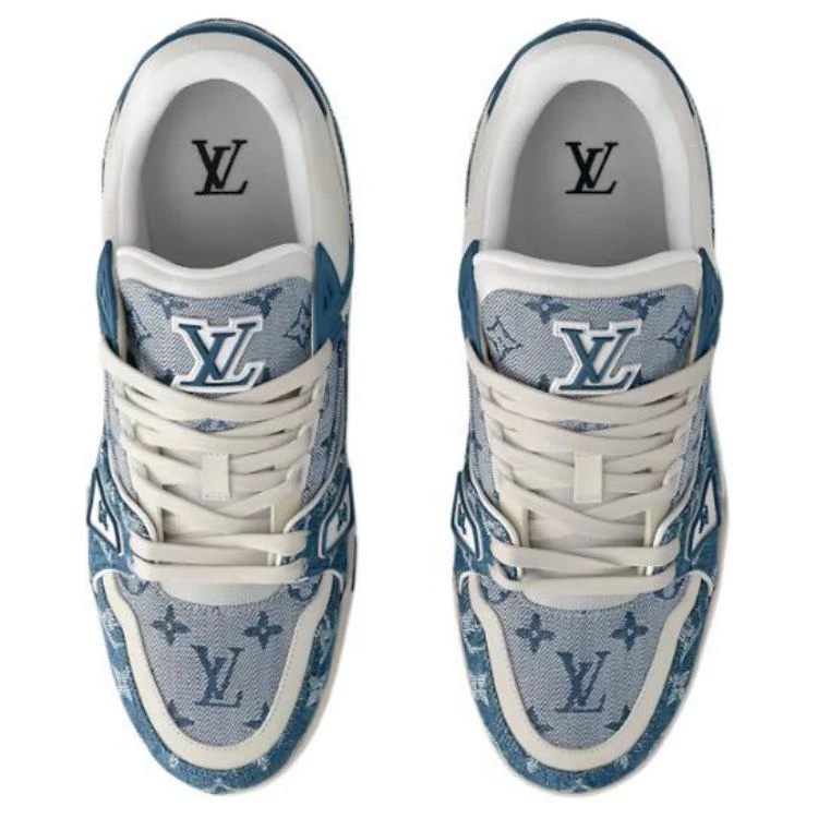 商品[国内直发] Louis Vuitton|Trainer 牛皮革 圆头系带 低帮 板鞋 男女同款 蓝白色,价格¥11922,第5张图片详细描述