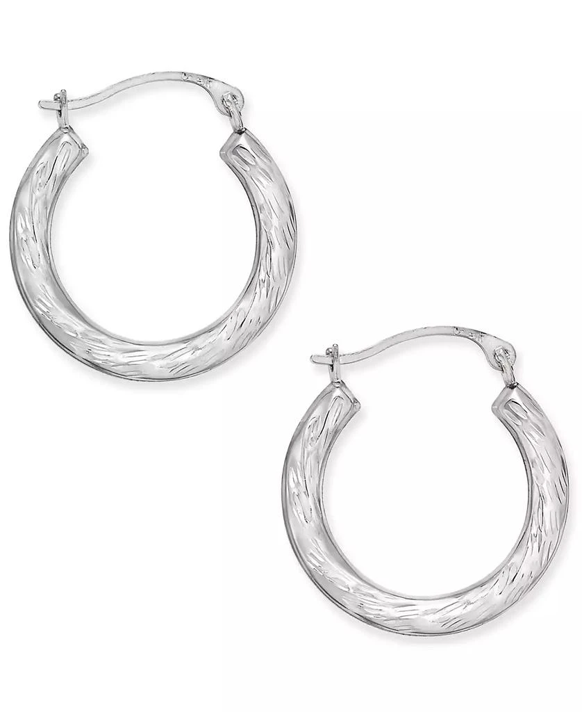 商品Macy's|Patterned Hoop Earrings in 10k White Gold,价格¥720,第1张图片