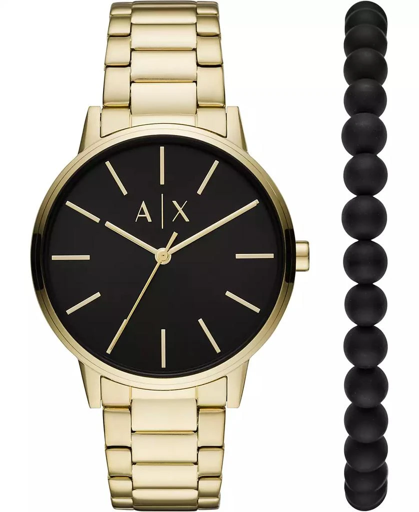 商品Armani Exchange|Men's Gold-Tone Stainless Steel Bracelet Watch 42mm Gift Set,价格¥994,第1张图片