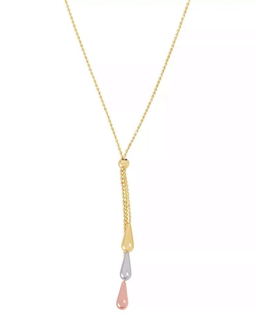 商品Italian Gold|Tri-Gold Lariat Necklace in 14k Gold, White Gold and Rose Gold,价格¥2917,第3张图片详细描述