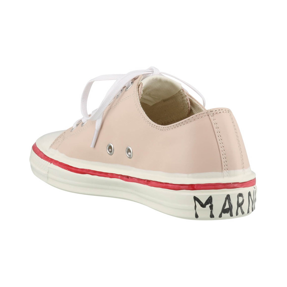 MARNI 女士粉色带徽标字样的皮革系带运动鞋 SNZW006802-P3350-ZN007商品第3张图片规格展示