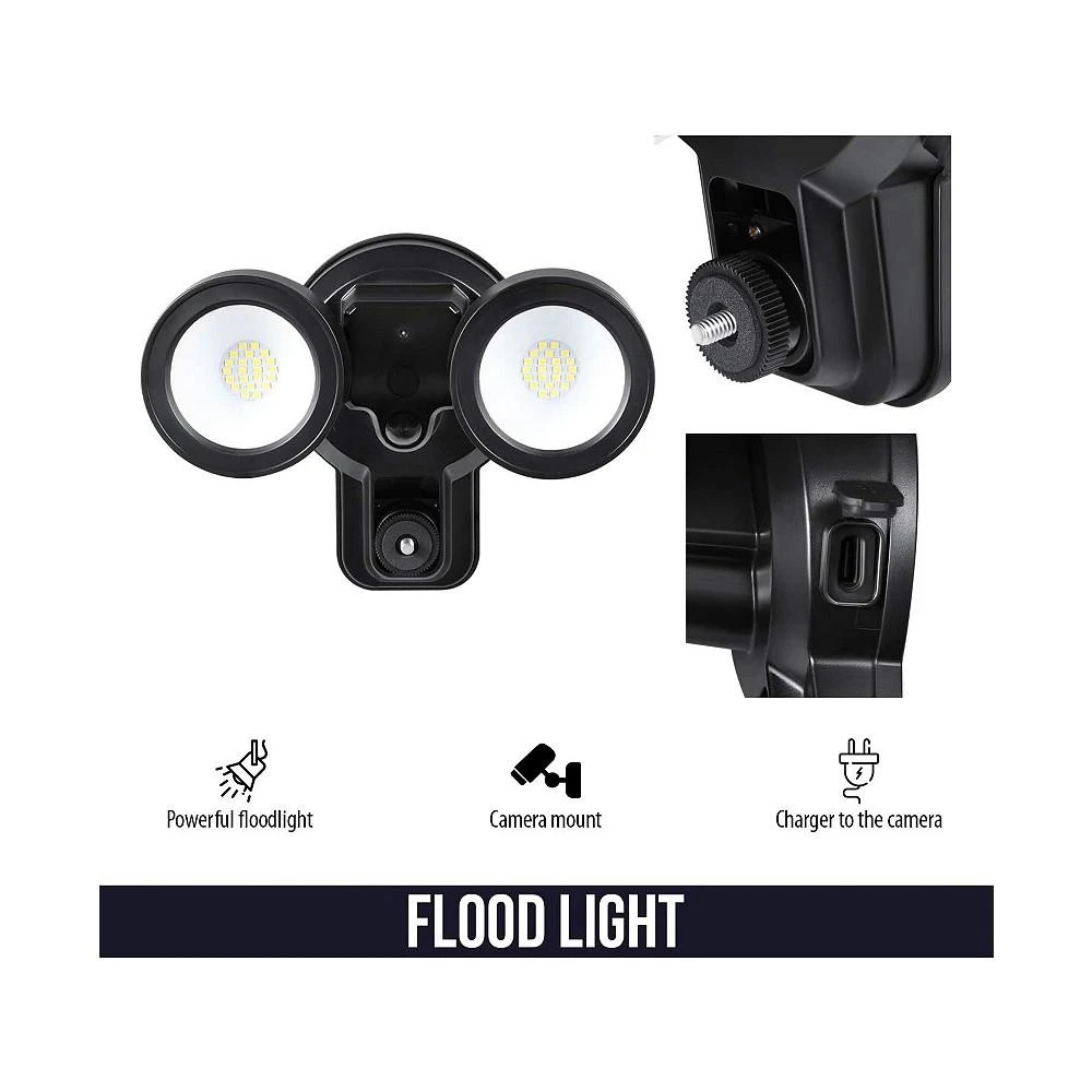 商品Wasserstein|3-in-1 Wired Floodlight, Charger and Mount for Blink Outdoor/XT2/XT - 2000 Lumens Powerful Floodlight (Black) (Blink Camera NOT Included),价格¥411,第3张图片详细描述