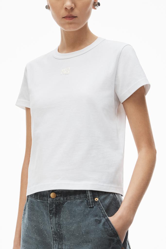 Alexander Wang PUFF LOGO SHRUNKEN TEE IN COTTON JERSEY - T
