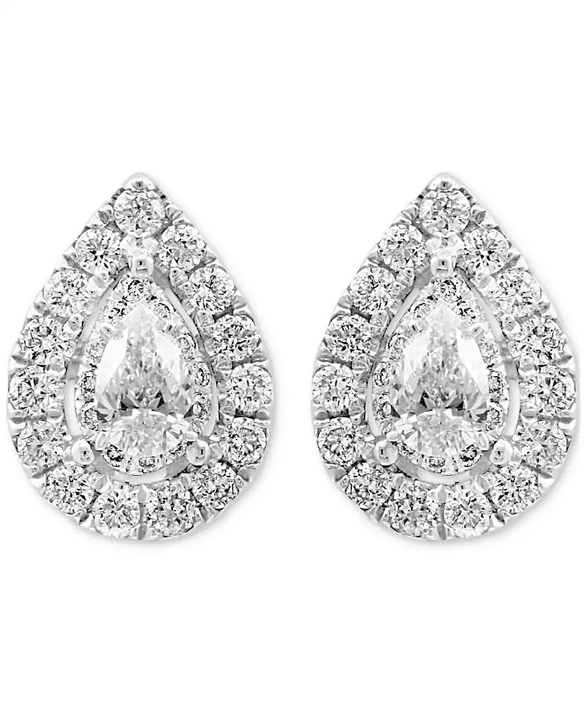 商品Effy|EFFY® Diamond Pear Halo Stud Earrings (1/2 ct. t.w.) in 14k White Gold,价格¥6246,第3张图片详细描述