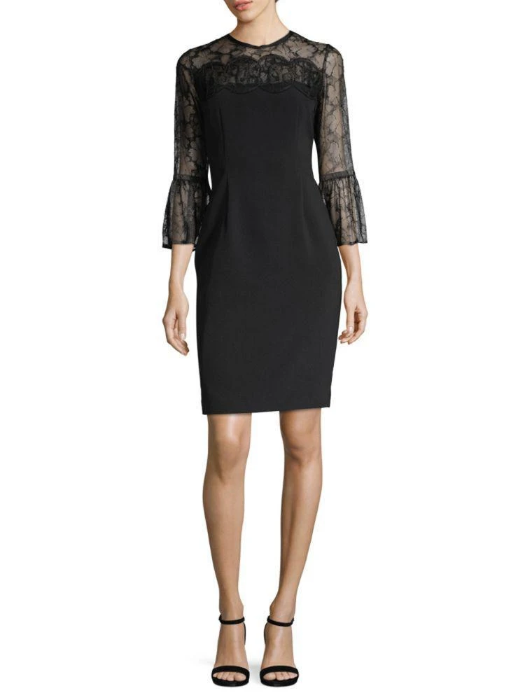 商品Carmen Marc Valvo|Lace-Sleeve Cocktail Dress,价格¥1844,第1张图片