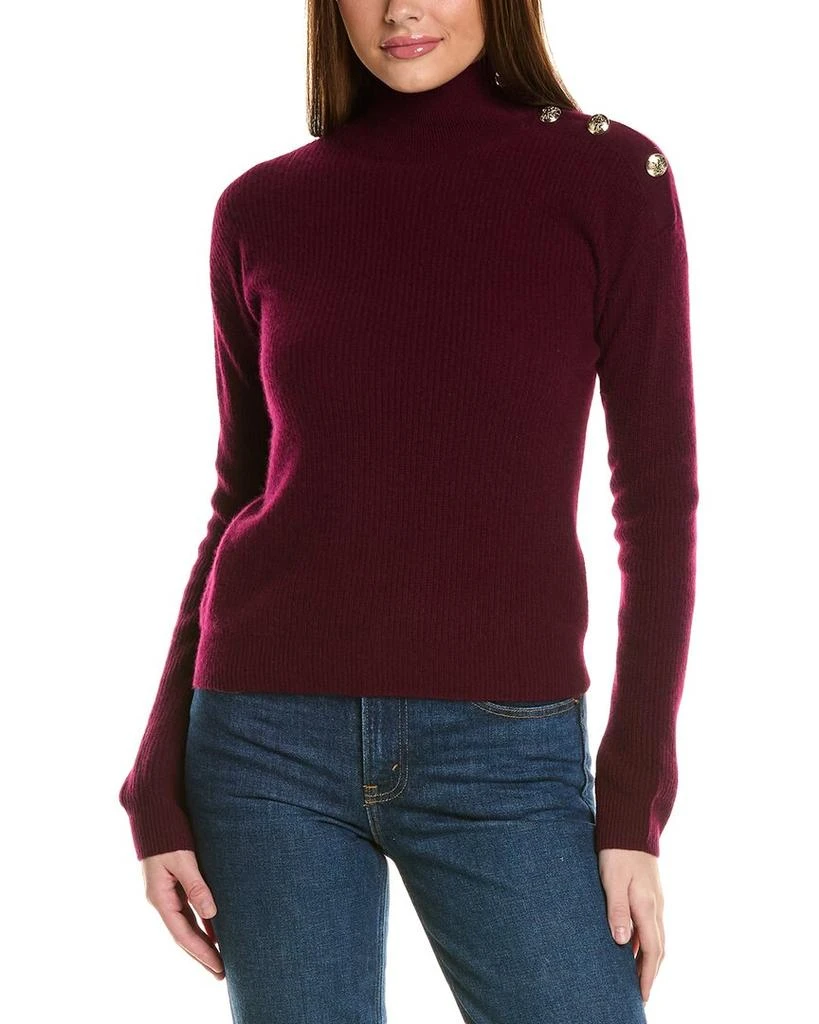 商品Bruno Magli|Rib Button Shoulder Mock Nek Cashmere Sweater,价格¥827,第1张图片
