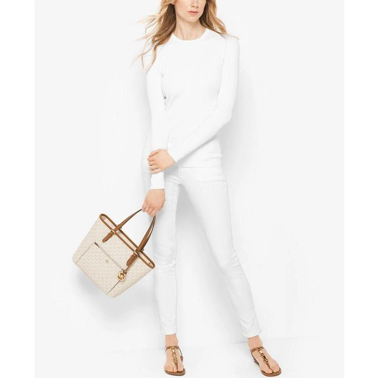 商品Michael Kors|MICHAEL  Signature Jet Set Item Medium Top Zip Snap Pocket Tote,价格¥989,第2张图片详细描述
