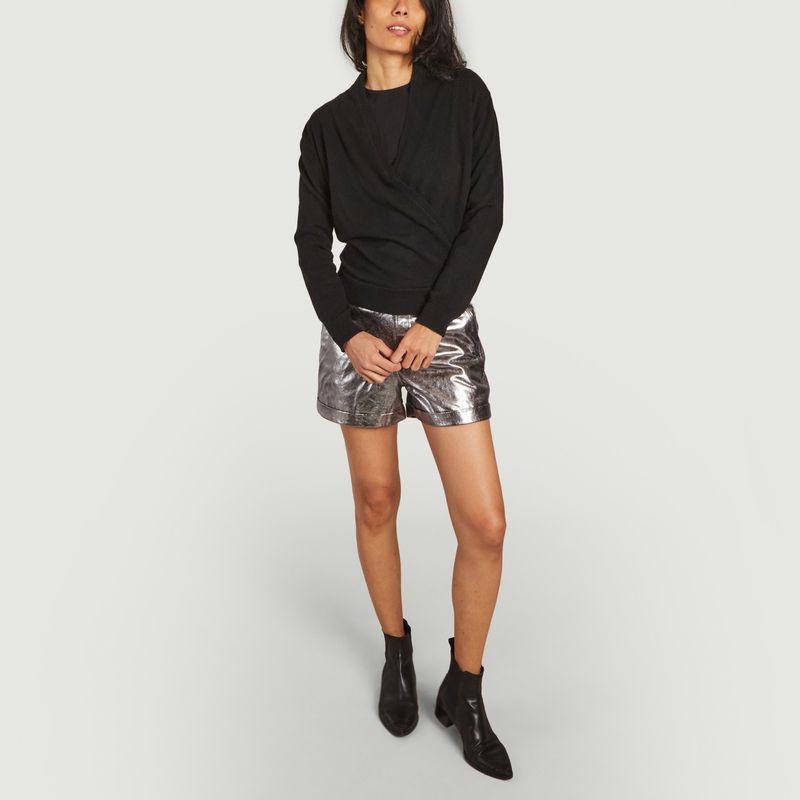 商品MAJESTIC FILATURES|Cashmere wrap sweater Noir Majestic Filatures,价格¥2014,第6张图片详细描述