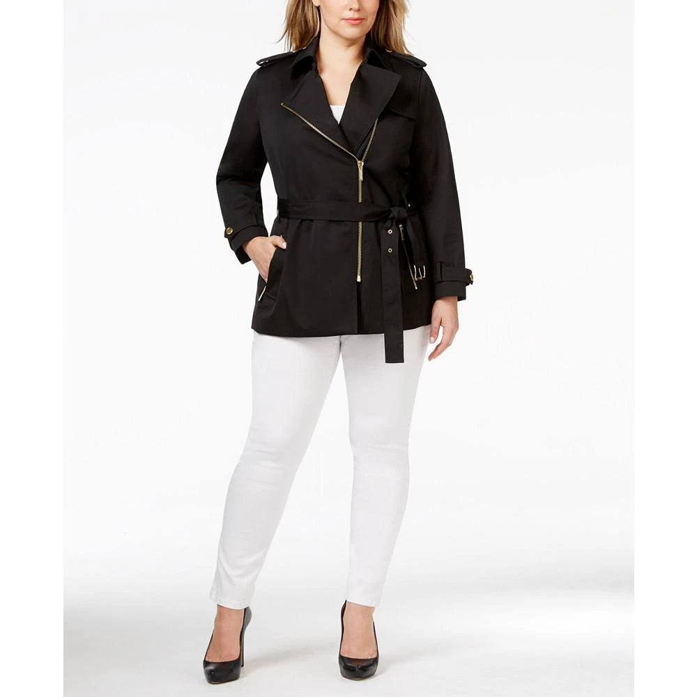 商品Michael Kors|Plus Size Asymmetrical Zip-Front Trench Coat,价格¥1196,第1张图片