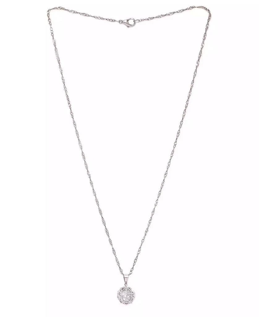 商品Macy's|Cubic Zirconia Millennial Ball Pendant Necklace 16" in Silver Plate,价格¥94,第3张图片详细描述