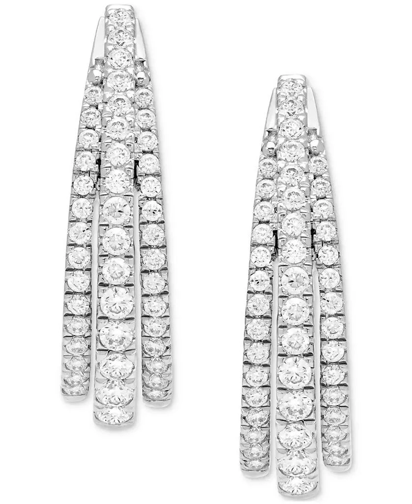 商品Macy's|Diamond Triple Row Oval Hoop Earrings (1 ct. t.w.) in 14k White Gold,价格¥14954,第3张图片详细描述