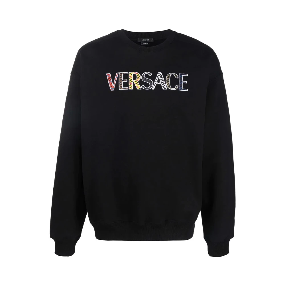 商品Versace|VERSACE 男士黑色印花棉质圆领卫衣 10024801-A018121-B000,价格¥4501,第1张图片