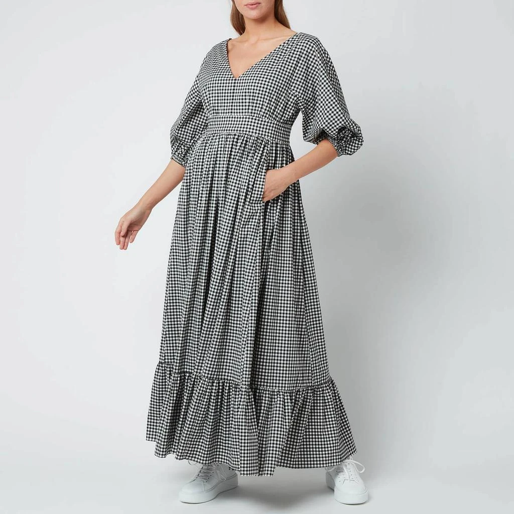 商品Kate Spade|Kate Spade New York Women's Mini Gingham Bodega Midi Dress - Black,价格¥572,第1张图片