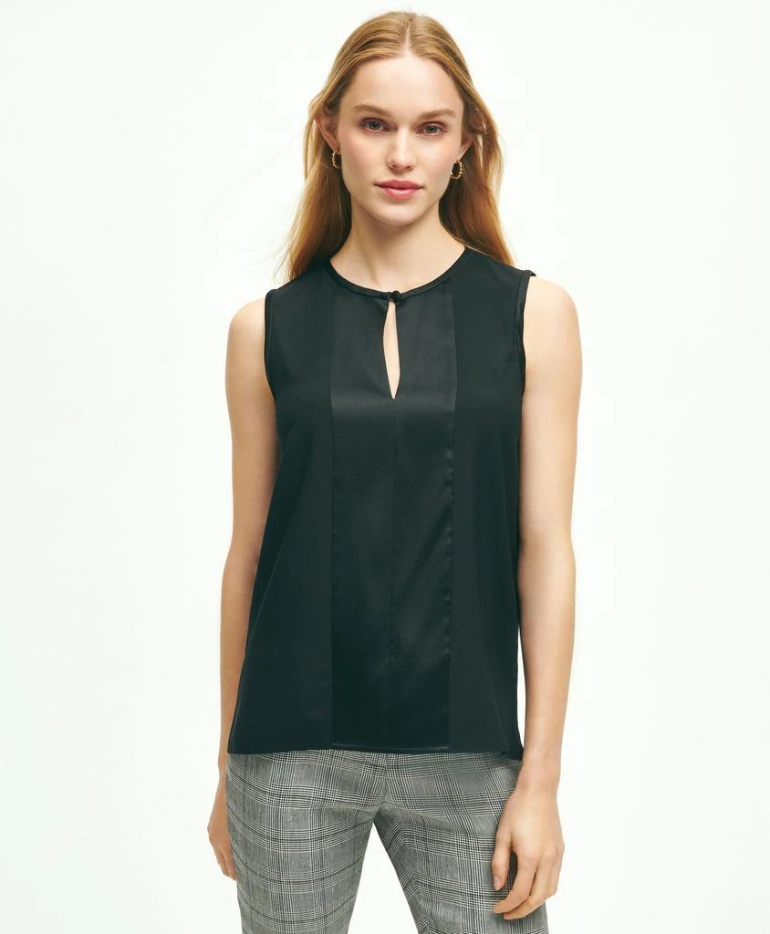 商品Brooks Brothers|Stretch Silk Sleeveless Contrast Blouse,价格¥496,第1张图片