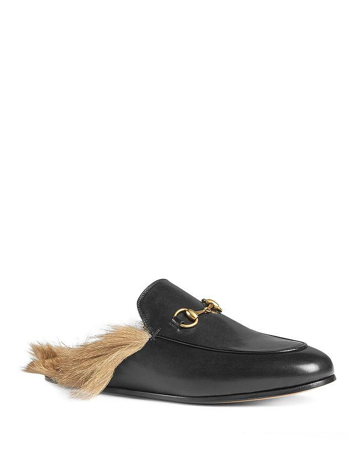 商品Gucci|女士 Princetown 真皮羊毛平底穆勒鞋,价格¥8178,第1张图片