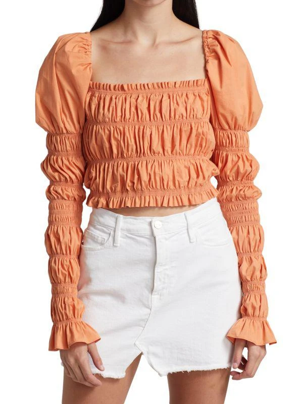 商品CAROLINE CONSTAS|Delilah Smocked Crop Top,价格¥530,第1张图片